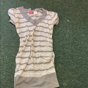 Gray and white T-shirt